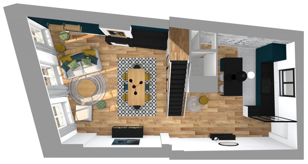 Bordeaux ✦ 2020 ✦ Rénovation complète d'un appartement avec cave-à-vin sur mesure___Plans 3D