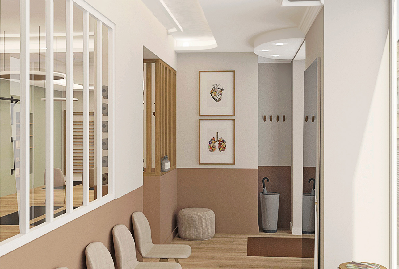 Rénovation et aménagement optimisé d'un cabinet de kinésithérapie au coeur des Chartrons - salle d'attente