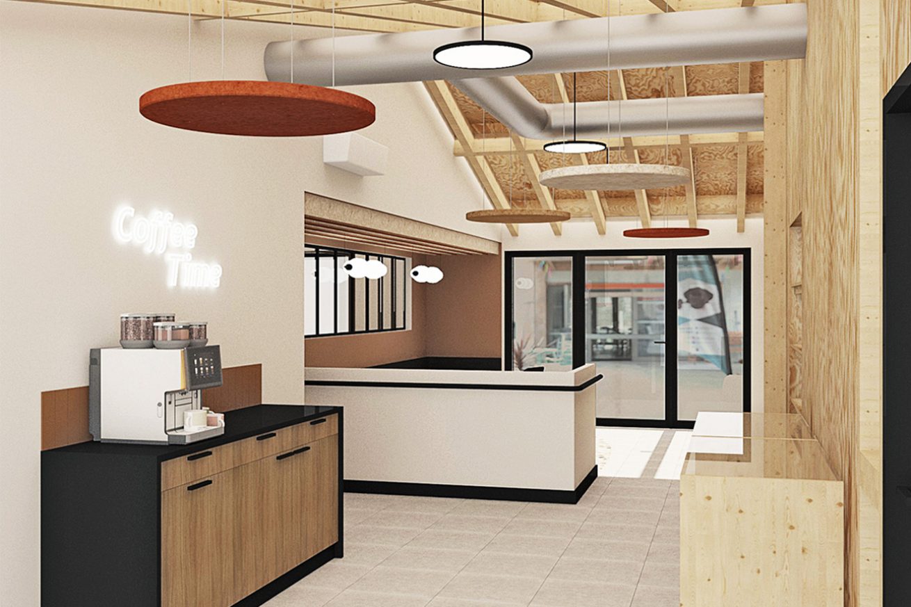 Restructuration et optimisation d'une Association. Création d’une zone de convivialité dans des teintes chaudes et enveloppantes afin de faciliter les échanges.