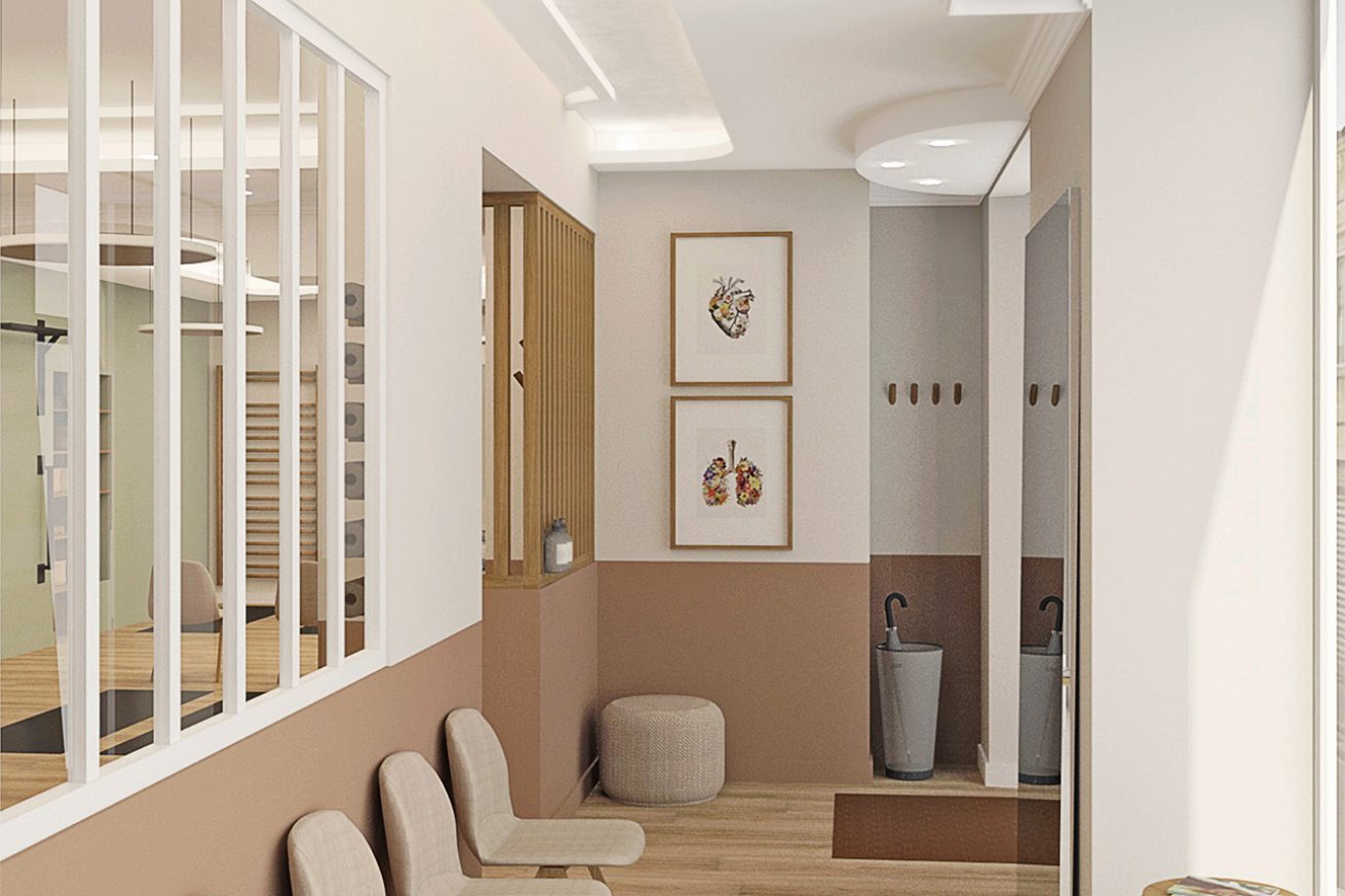 Rénovation et aménagement optimisé d'un cabinet de kinésithérapie au coeur des Chartrons - salle d'attente